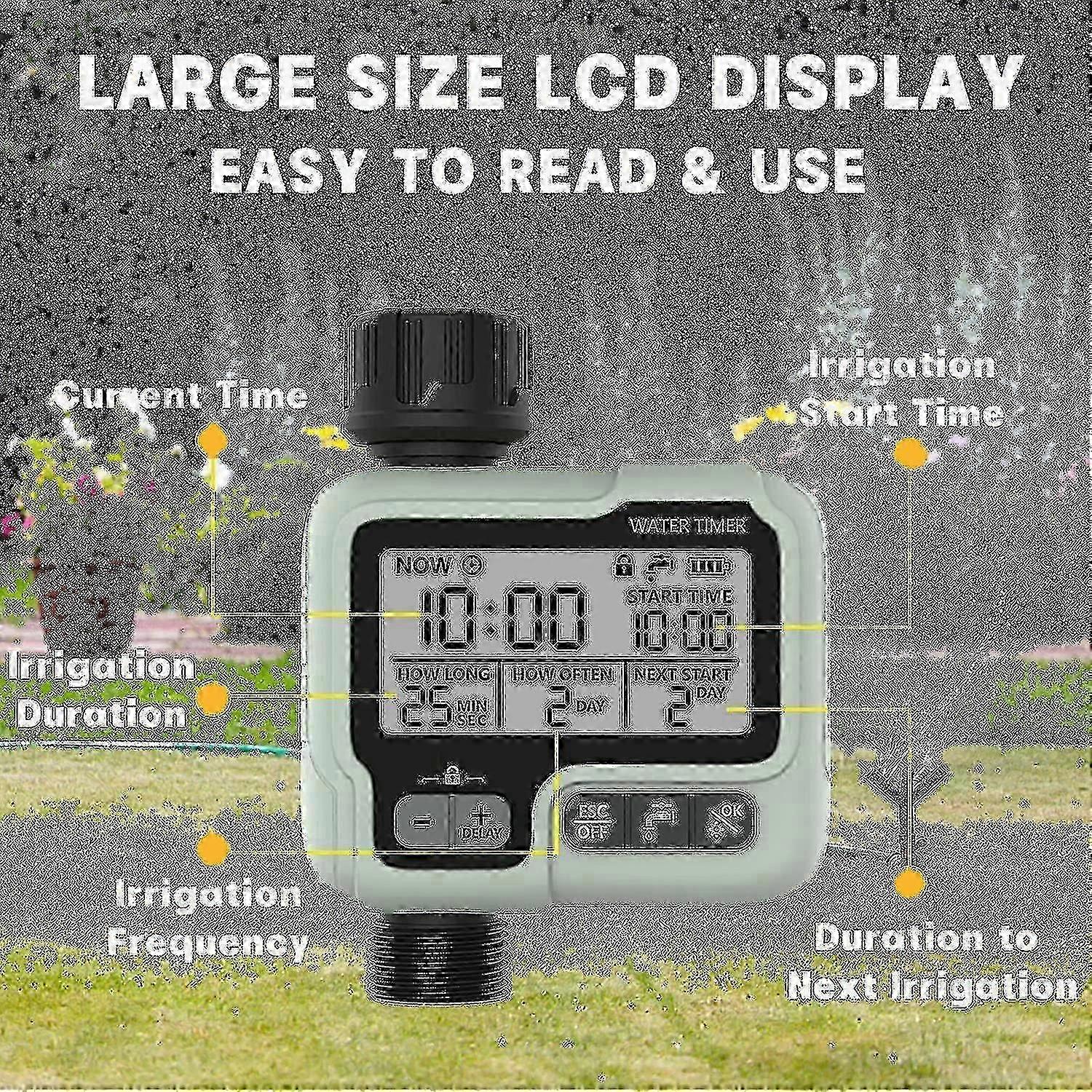 For Large LCD Display Water Timer - Waterproof Irrigation Timer for Automatic Sprinkler System