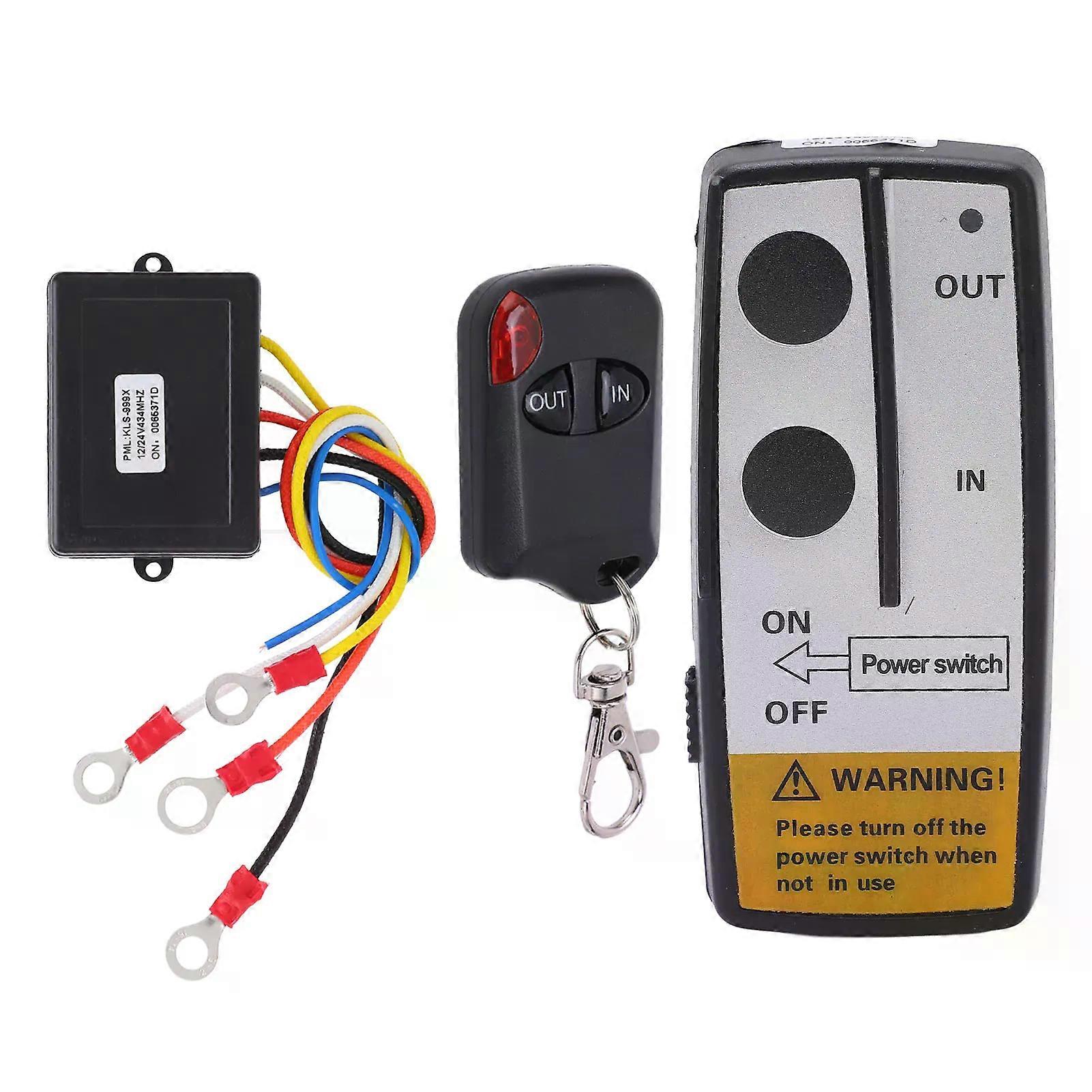 Wireless Winch Remote Control Kit with Receiver 12V 24V 75ft Long Range Universal Accessory 75ft Wireless Winch Remote Control