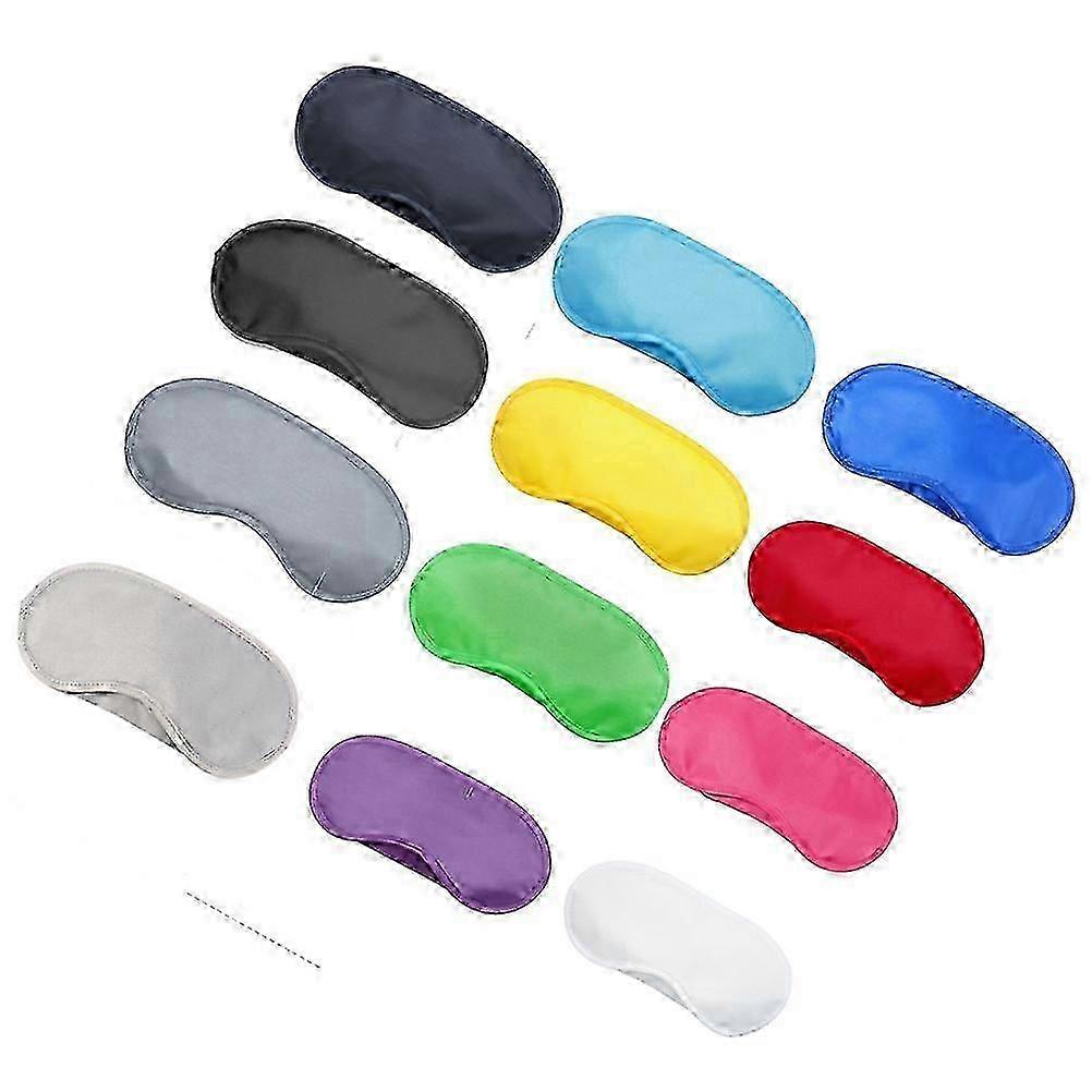 12-Pack Multicolor Sleep Eye Mask with Elastic Strap - Polyester Blindfold
