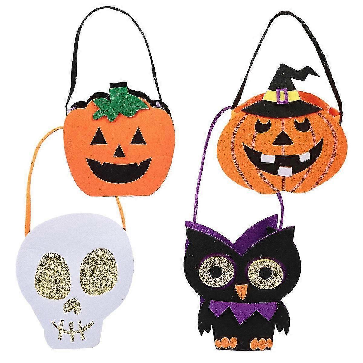 4Pcs Felt Candy Storage Bags Halloween Pattern
