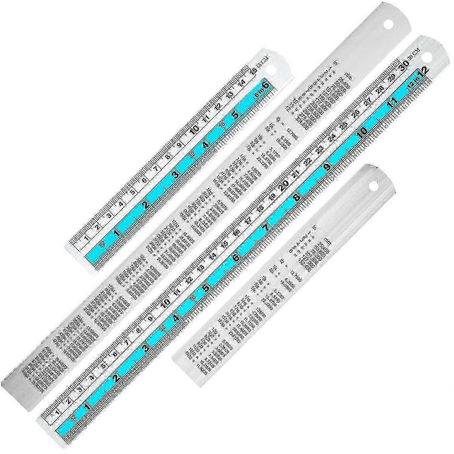 12+6 Inch Blue Plastic Ruler Set