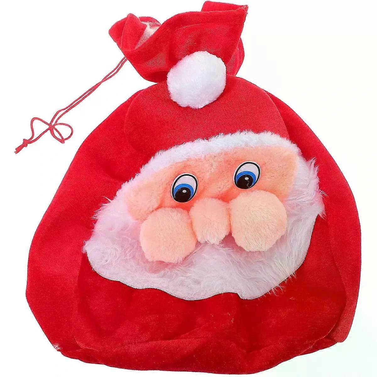 Claus Gift Bag Drawstring Plush Christmas Bag Red