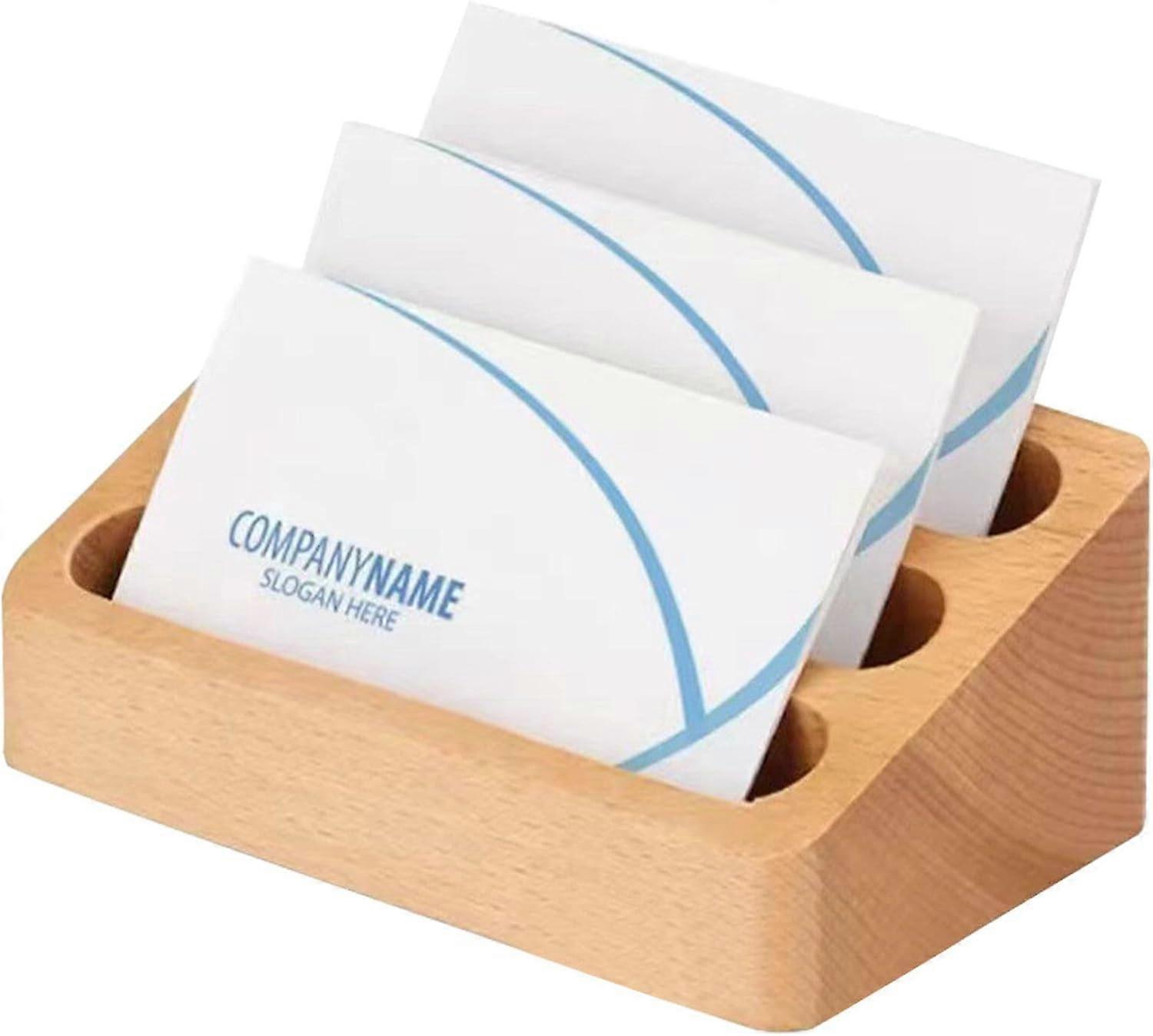 Three-Level Beechwood Card Organizer