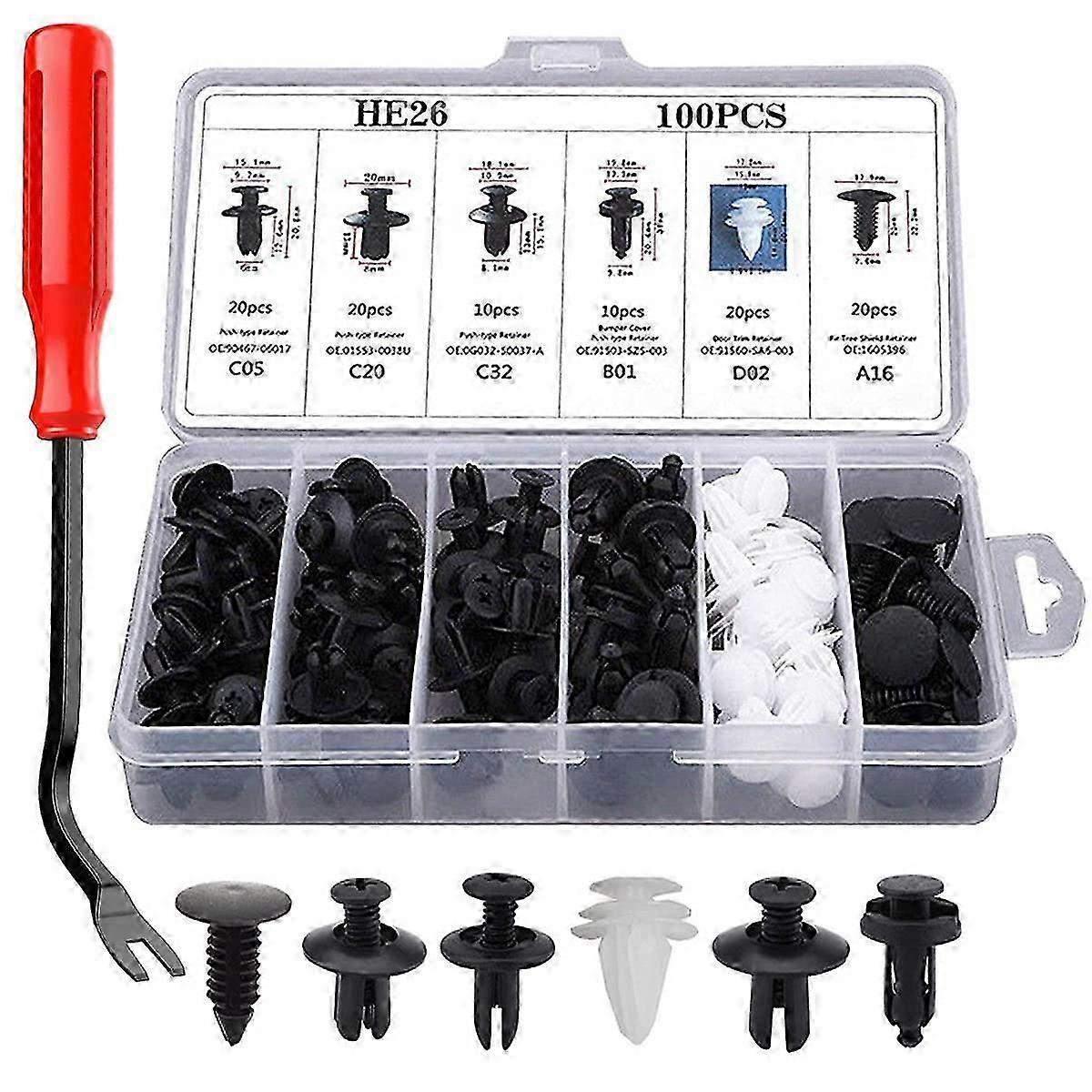 Universal Plastic Rivet Clips 100Pcs