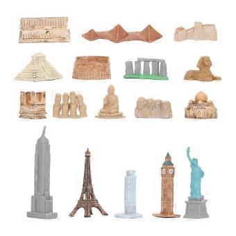 17PCS Miniature Ancient Buildings Toys Around The World City Miniatures Buildings Egyptian Pyramid Model Kit Ancient Egypt Toys-ah