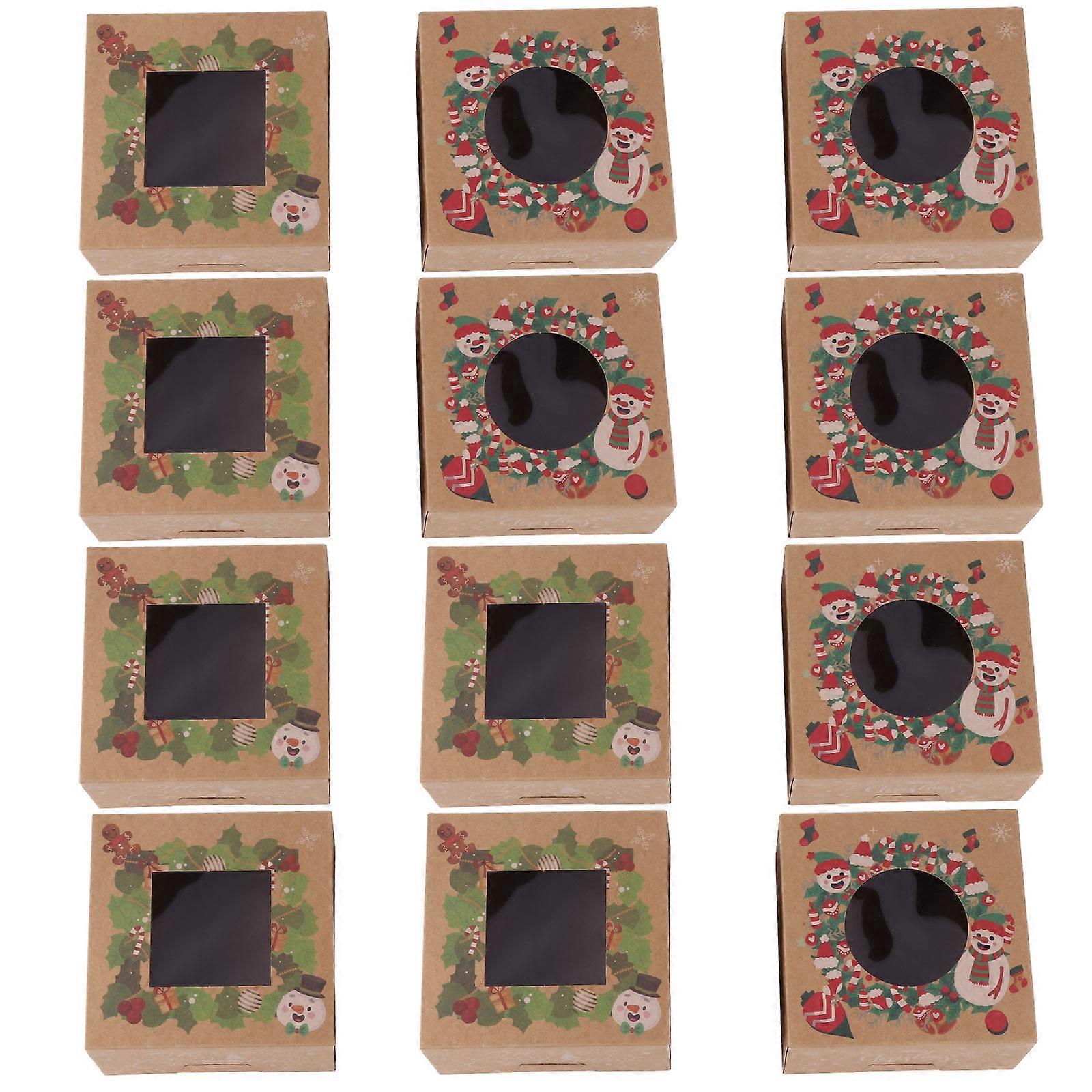 Assorted Color Cake Boxes Christmas Paper Packaging compatible with Storage 12Pcs