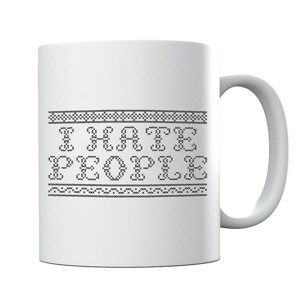 I Hate People Christmas Knit Pattern Mug