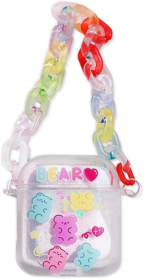 لطيف ايربود الحالات لأبل ايربودز برو القضية Kawaii واضح الترتر السائل Airpod حالة غطاء الصلب واقية Airpod برو حالة شحن لاسلكي مربع مع