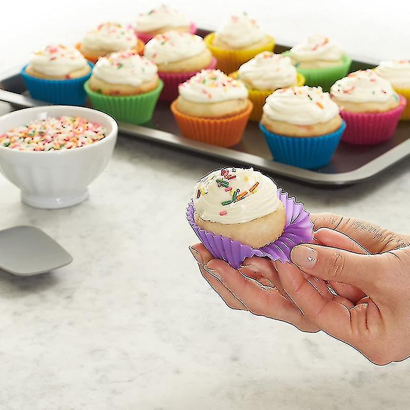 17pcs 6 Colors Reusable Silicone Non-stick Baking Cups Liners Set Spoons