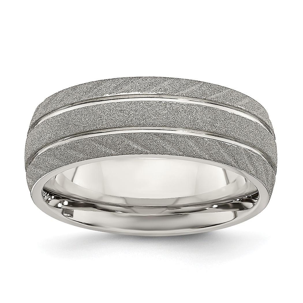Bague en acier inoxydable poli et satiné de 8 mm pour femme et homme - Tailles de bague : 8 à 13