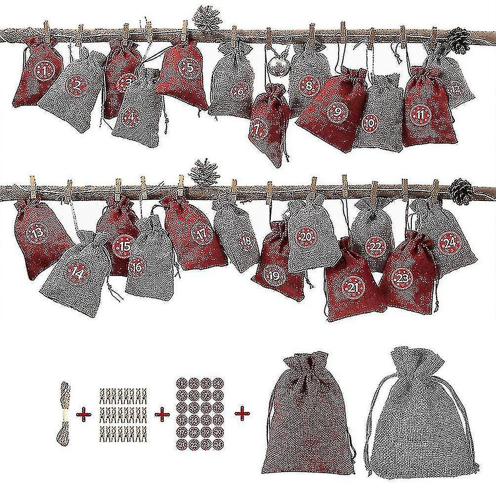 Advent Calendar To Fill, 24 Felt Bags And Cloth Bags For Xmas Dcor