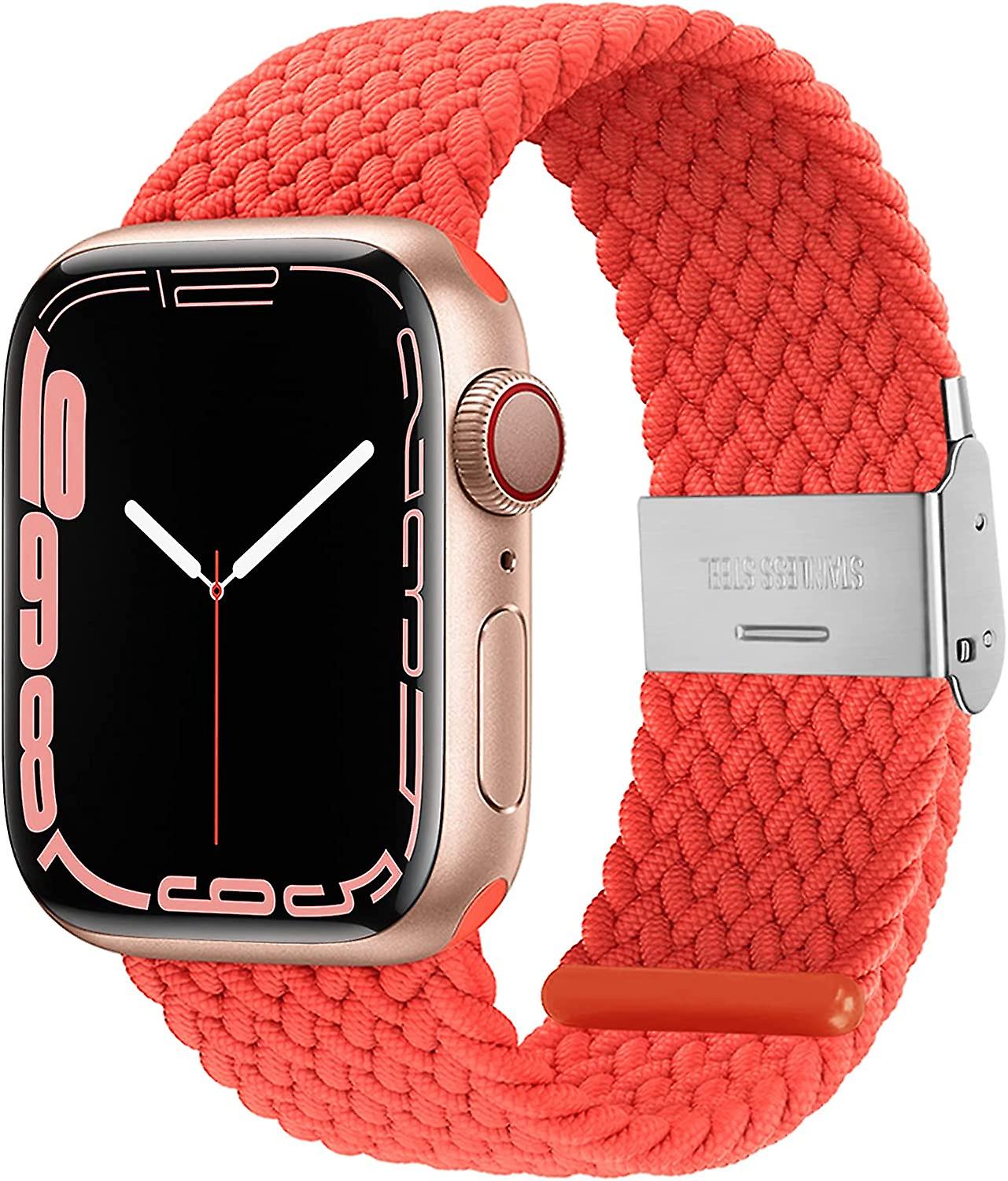Adjustable Braided Solo Loop with Buckle Compatible With Apple Watch Band 38mm 40mm 41mm  Soft Wristband Stretch Nylon Elastic Strap for iWatch Series