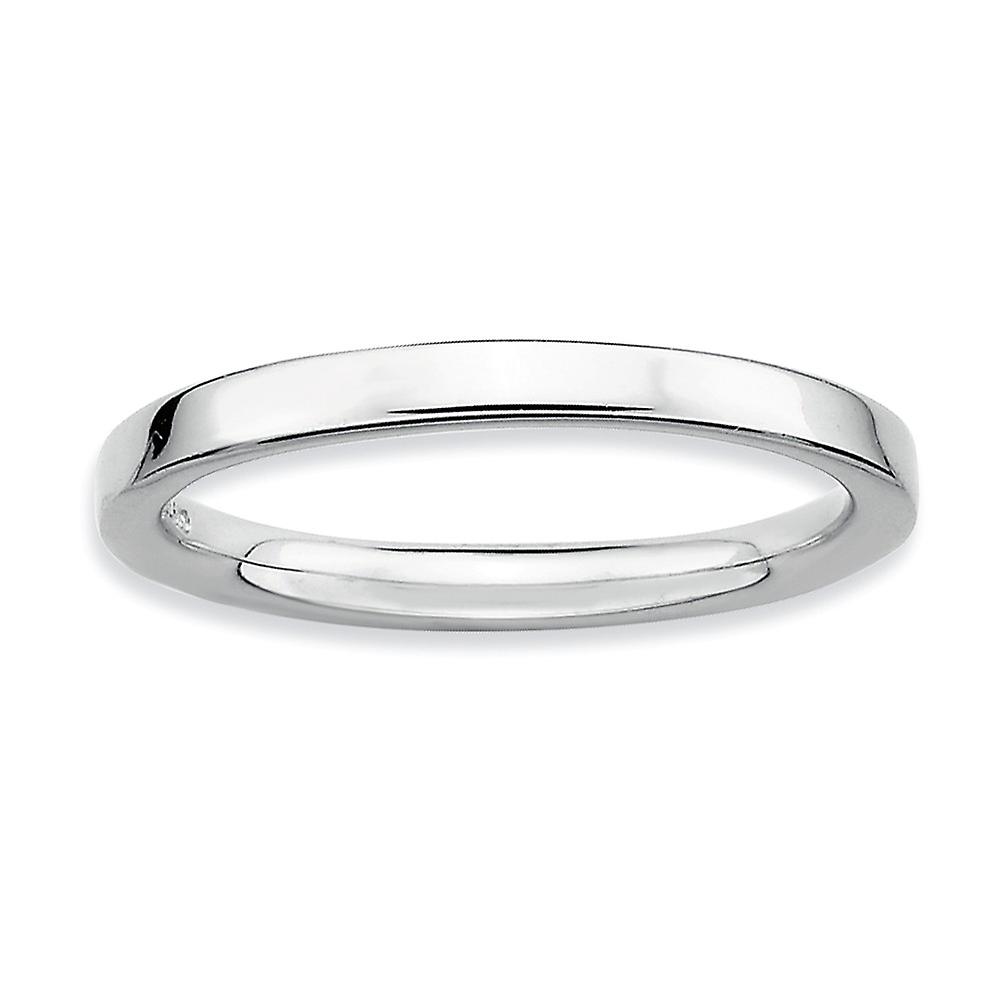 925 Sterling Silver Stackable Rhodium Polished Ring Stackable Ring for Women - Ring Size: 5 to 10