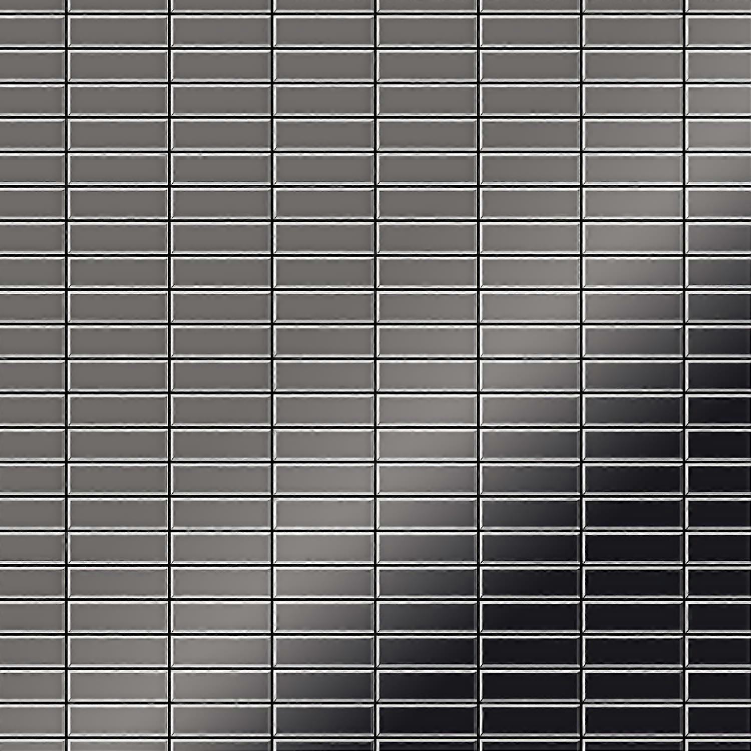 Mosaik Fliese massiv Metall Titan hochglänzend in dunkelgrau 1,6mm stark ALLOY Cabin-Ti-SM 1,01 m2