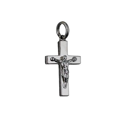 9ct White Gold 20x13mm solid block Crucifix Cross