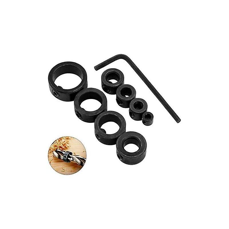 8 Pieces Drill Bit Depth Stop, 3-16 mm, Depth Stop Collars Ring Positioner with Hex Wrench (8)