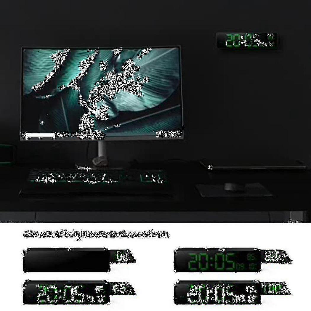 Digital Wall Clock Large Display With Time, Date, Temperature, Led Digital Alarm Clock With Snooze