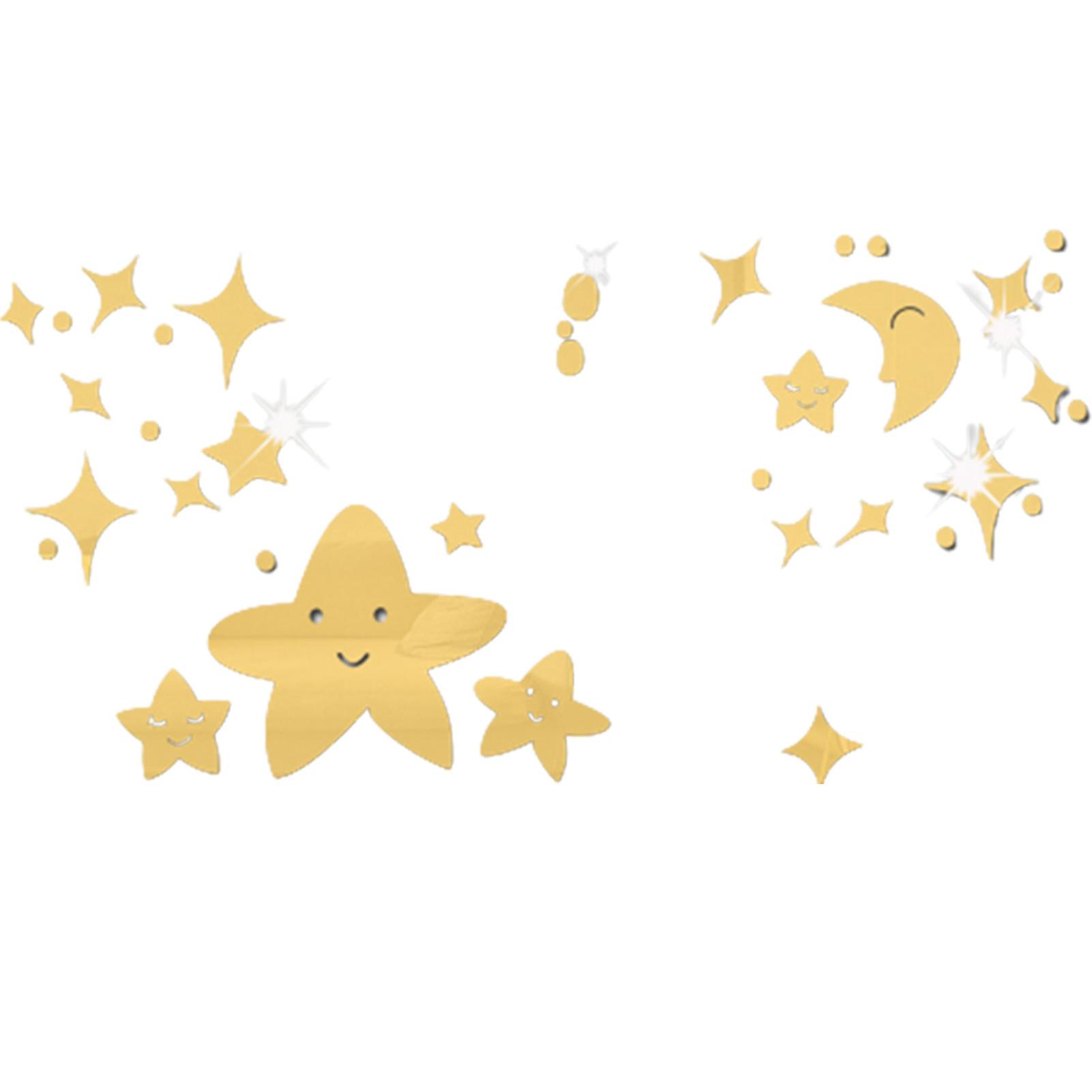 Diy Stars And Moon Mirror Wall Stickers Acrylic Mirror Wall Sticker Decal For Living Room Children's Playroom