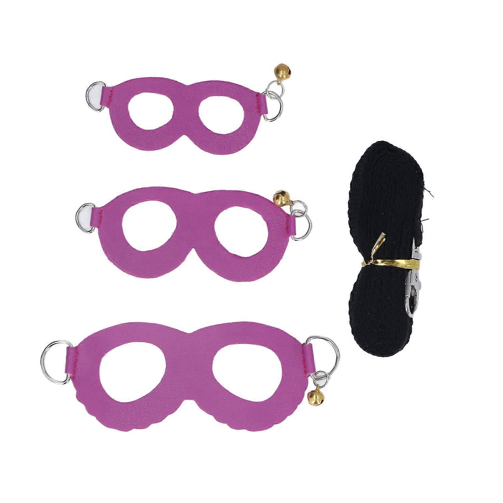 Hamster Harness and Leash Set, Soft and Easy to Wear Artificial Leather, Rat Walking Harness, Vest and Leash with Bells, Purple