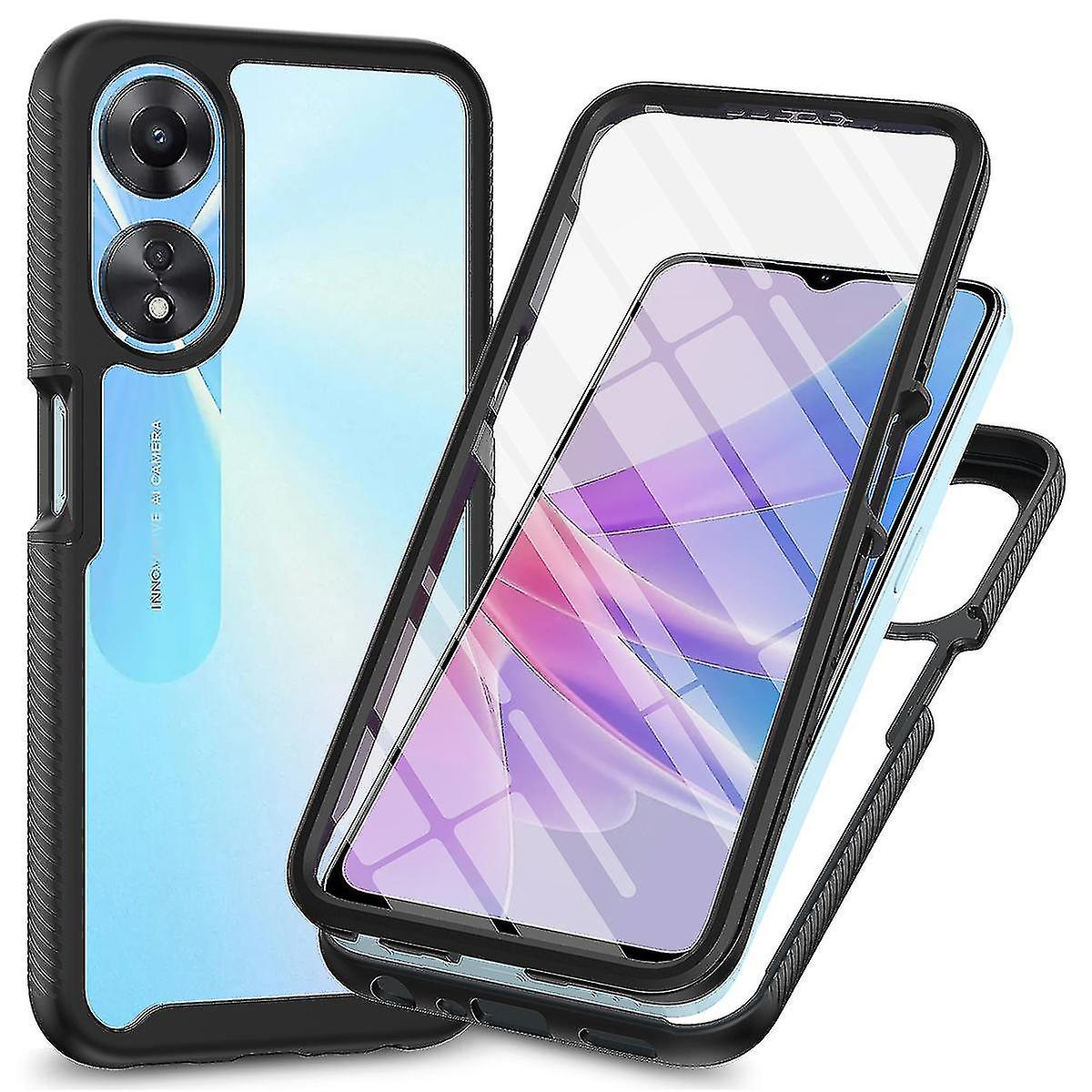 compatible with Oppo A78 5g Impact Resistant Phone Cover 3-in-1 Pc+tpu Case With Pet Screen Protector