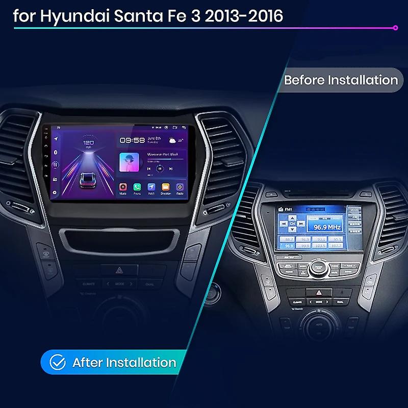 Wireless Carplay Android Auto Car Radio For Hyundai Santa Fe 3 2013 ...