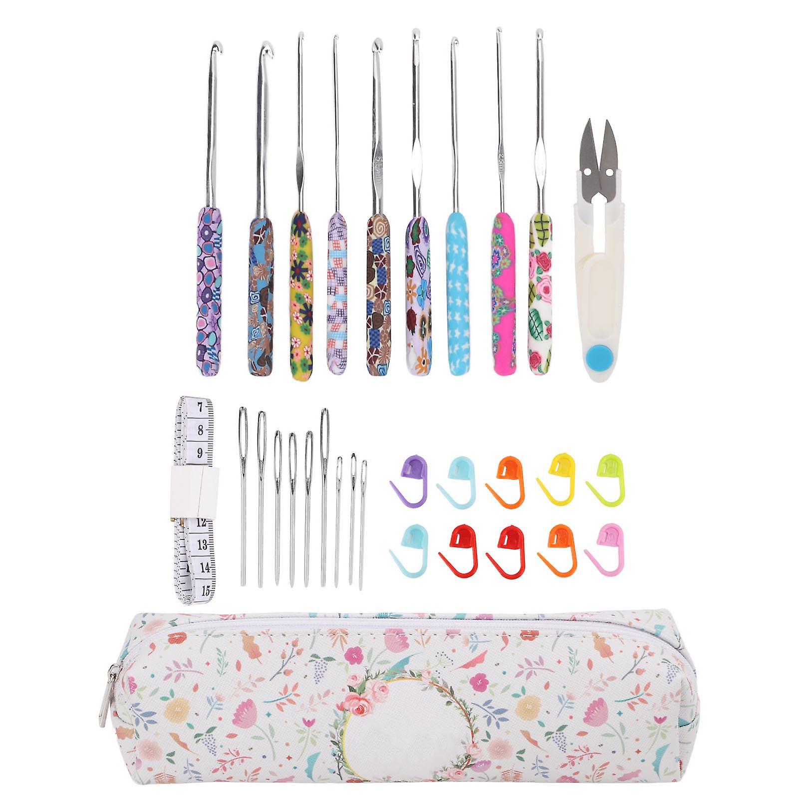 9Pcs Crochet Hooks Various Sizes Soft Rubber Handle Ergonomic Design Metal Aluminum Crochet Hooks Set for Home Gifts