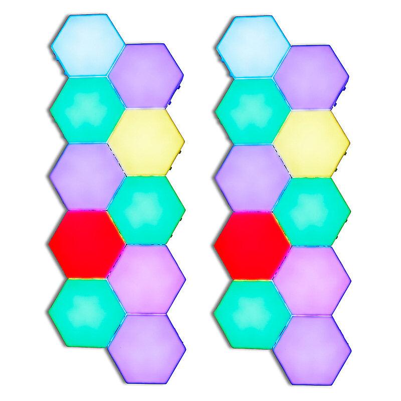 6Pcs/10pcs Rgb Colorful Honeycomb Light Touch Light Hexagonal Wall Light Quantum Light Bedroom Living Room Bedside Lamp