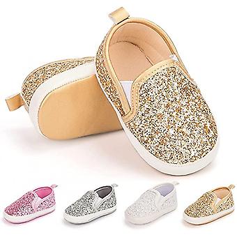 Veeki Baby Girls Boys Canvas Shoes Soft Sole Toddler Slip On Newborn Crib Moccasins Casual Sneaker Boy's Flat Lazy Loafers Shoe----Gold13cm