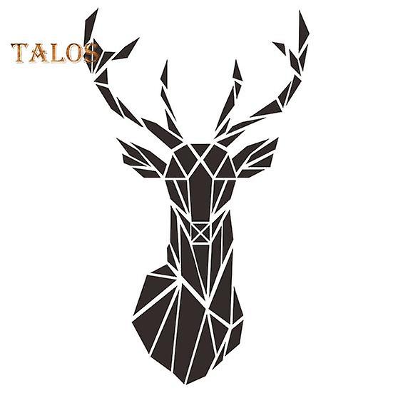 1 Set 3D Sticker Reflective Effect Create Atmosphere Wear Resistant Attractive Wall Art Background Deer Head 3D Mirror Decal