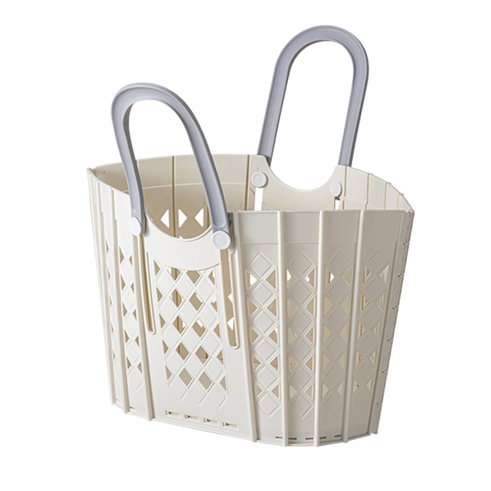 Laundry Basket Multifunction Plastic Foldable Clothes Hamper with Handles for Home Bathroom White