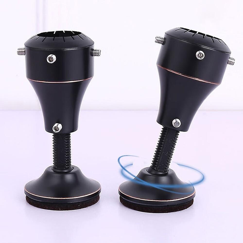 Pack of black carbon steel adjustable furniture risers, rotating furniture risers add 7-10 cm of hei