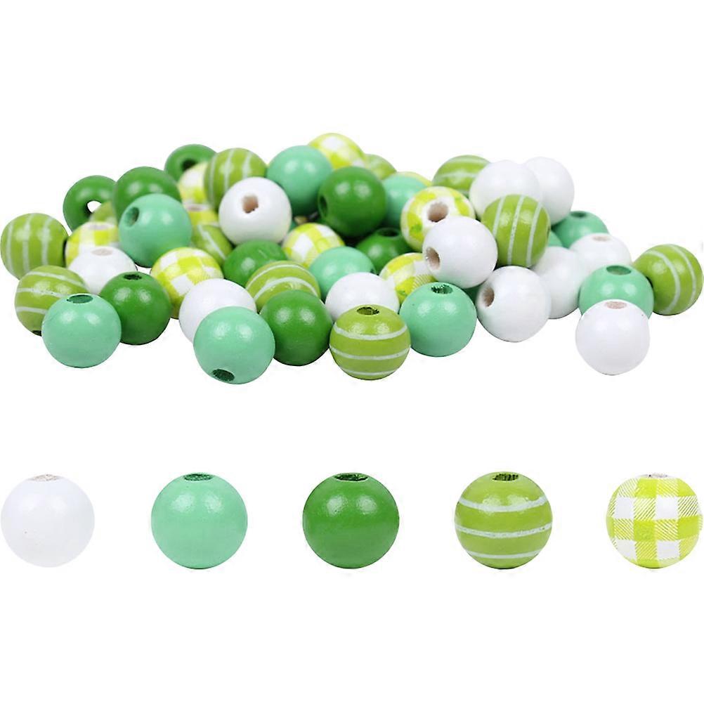 50 Stück Holz Abstandsperlen rustikale Bauernhaus Holzperlen St. Patrick's Day Perlen für DIY Bastelgirlande