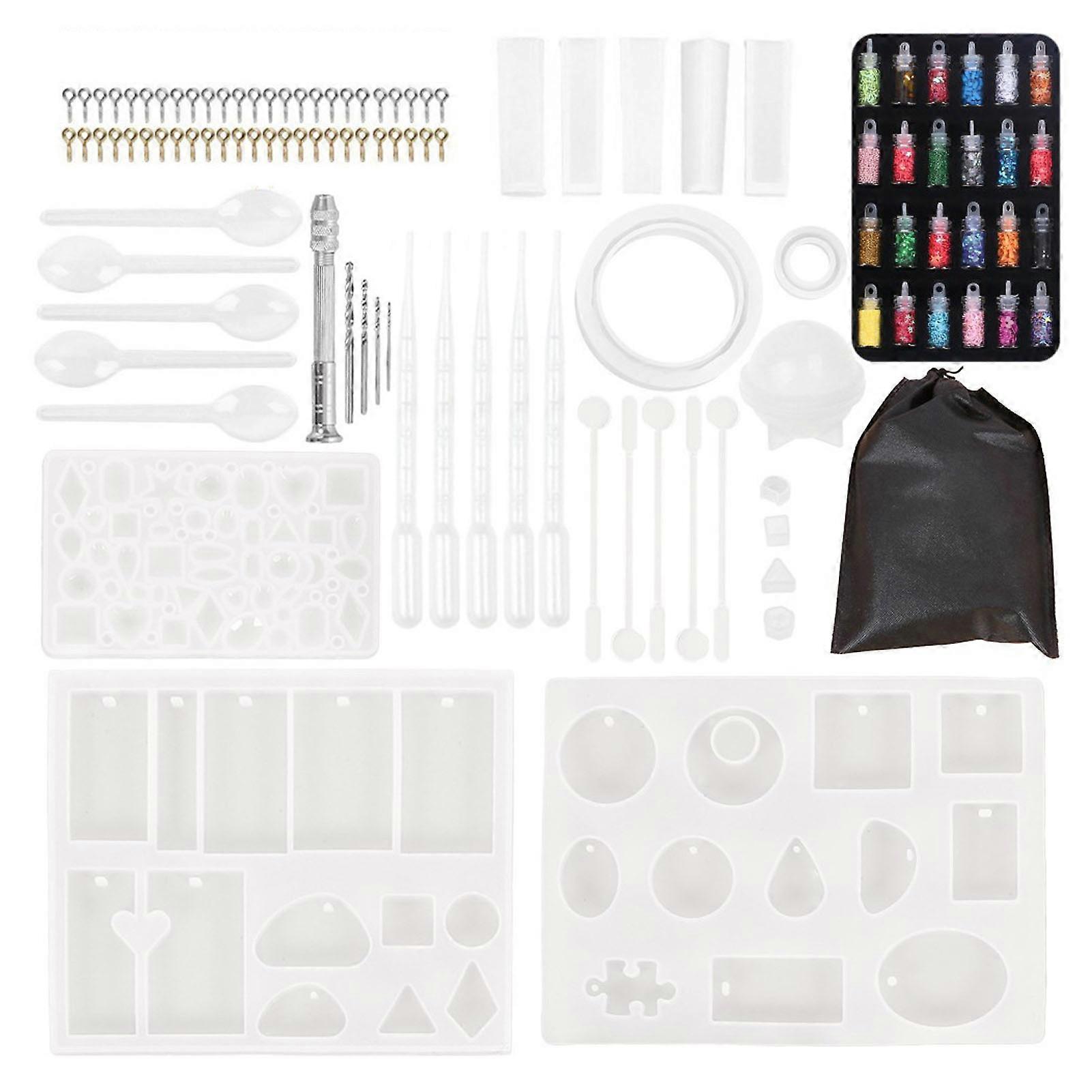 Silicone Diy Molds Set Different Shapes Sequins Pendant Casting Making Molds With Screw Eyes