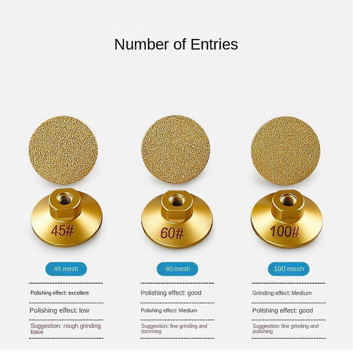 45/60/100 Brazed Flat Grinding Abrasive Polishing Stone Marble Quartz Cobblestone Grind Efficient M10