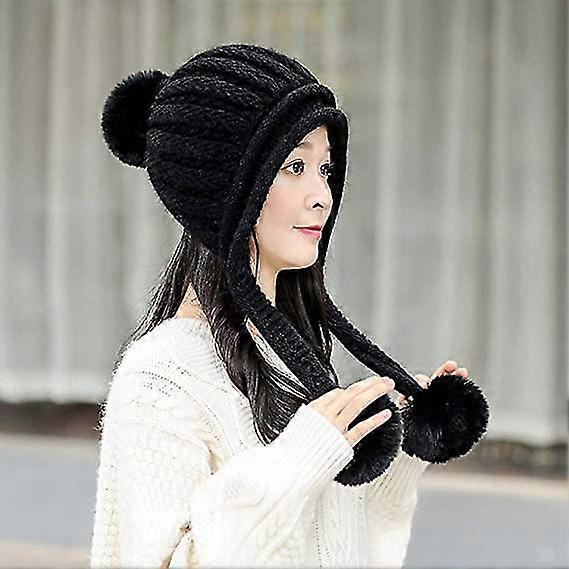 Women Skull Beanie Hat Peruvian Cap Sherpa Snow Winter