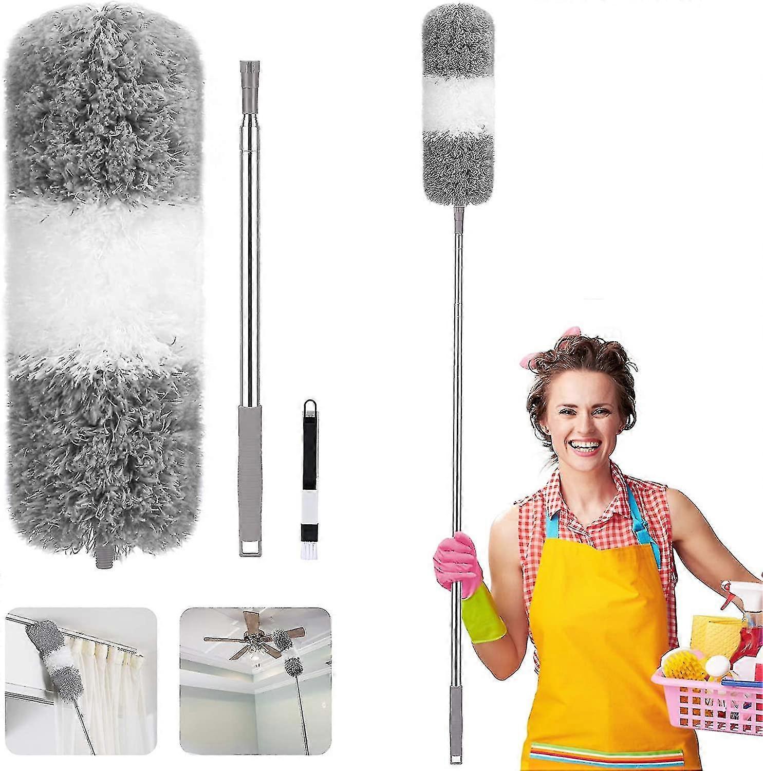 Microfiber Duster, Cobweb Duster With 100 Inch Extension Pole, For Cleaning Cobweb Ceiling Fan Blind Car
