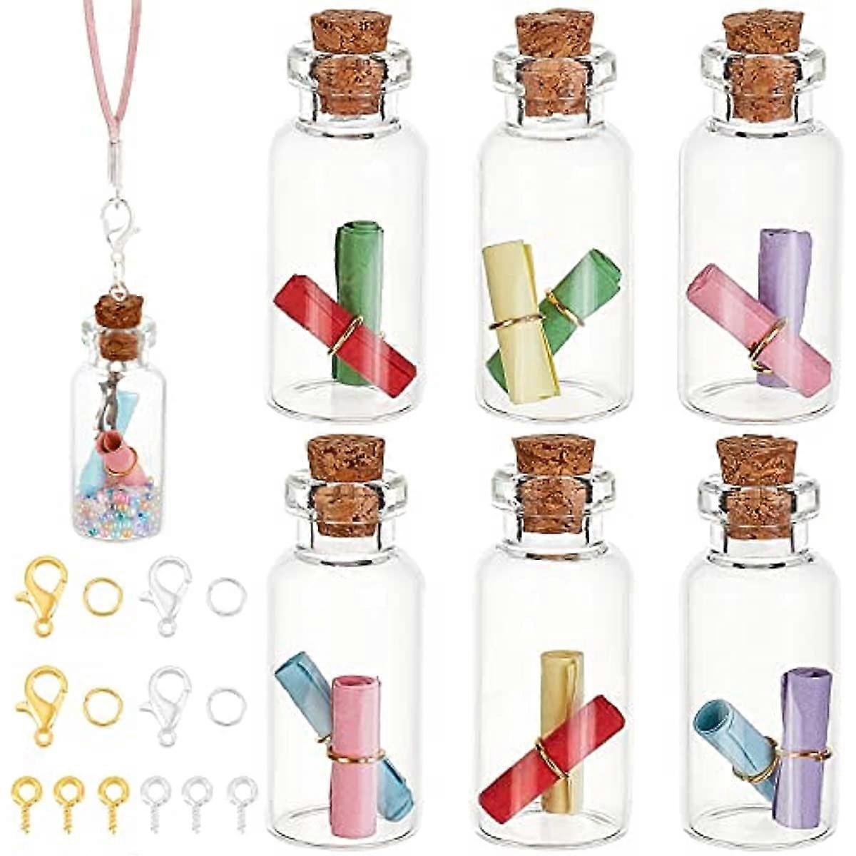 Wishing Bottle with Message 78pcs Glass Jars Bottles with Cork Stoppers Wish Message Bottles Corked Glass Bottles Eye Screws for Valentine Birthday Mo