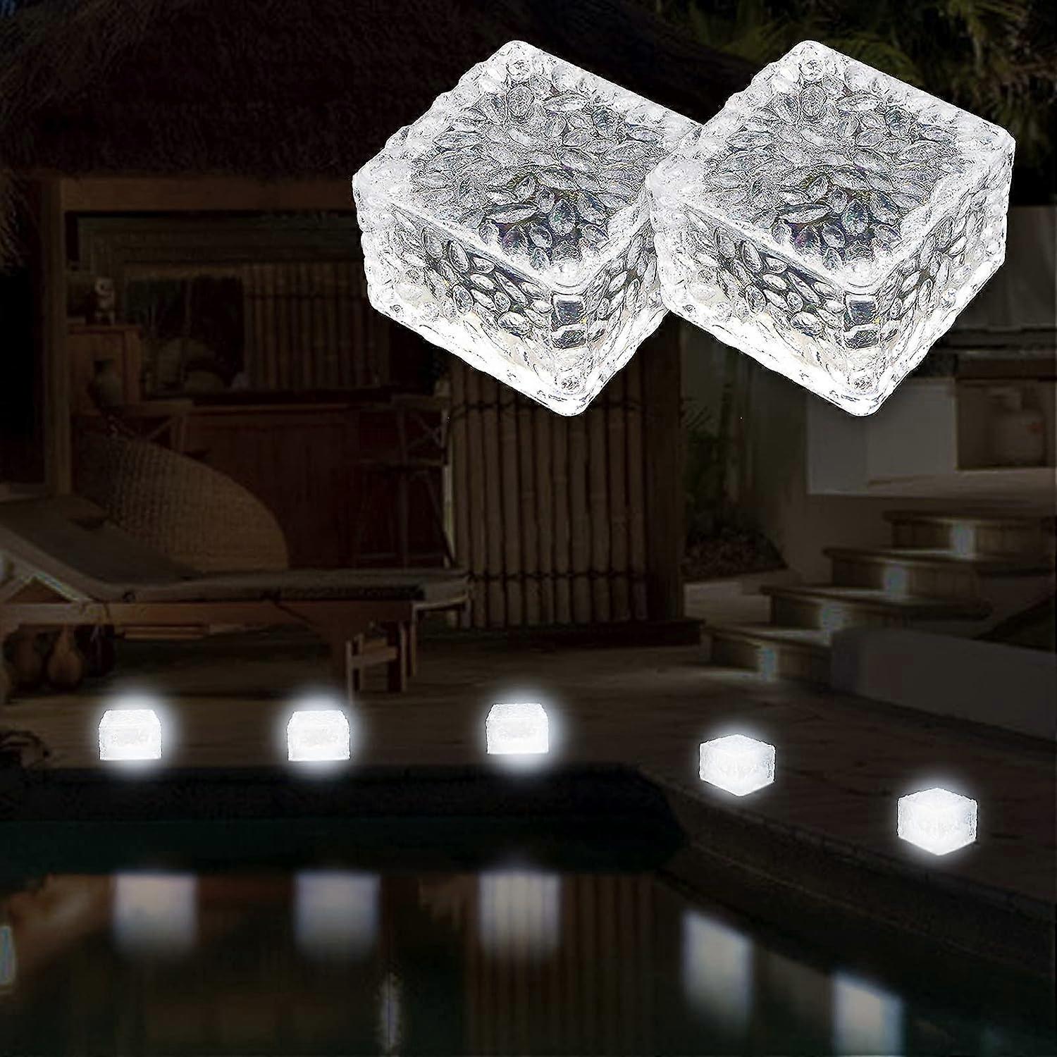 2PCS Cool White Light Solar Light PVC Brick