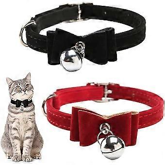 2 stk kjæledyr katt hund justerbar bowtie krage breakaway med bjelle for katter kitty