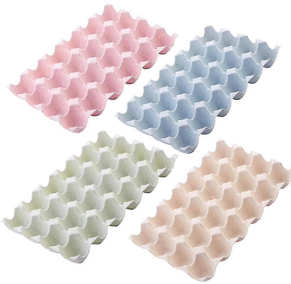 4 Pcs Egg Container, Plastic Egg Container, Stackable Egg Holder, Refrigerator Non-slip Egg Storage