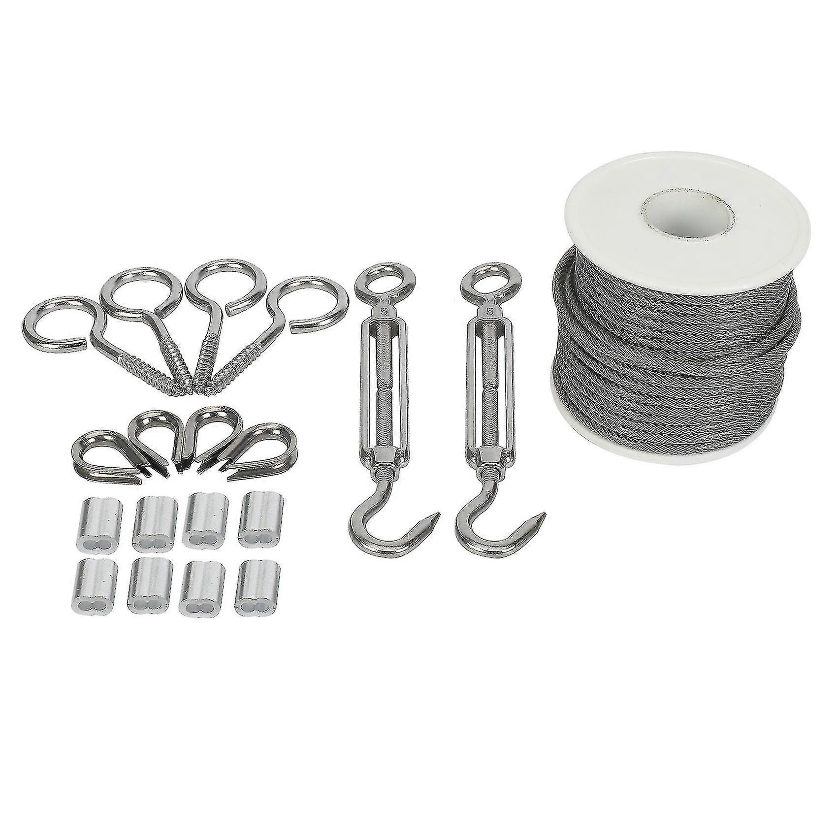 Outdoor String Light Suspension Kit,15m Stainless Steel Cable Rope