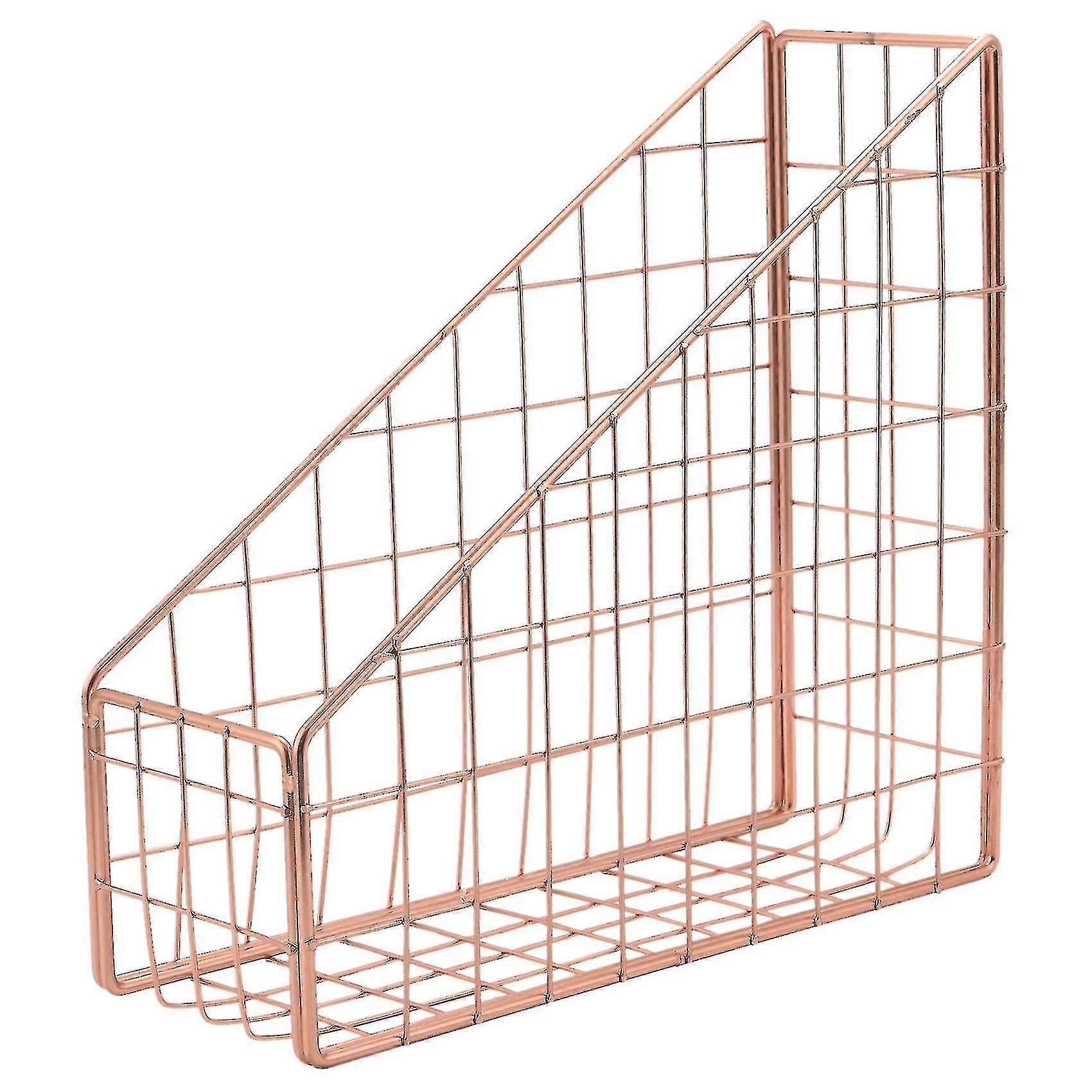 Gold Electroplated Iron Book Holder Desktop Shelf File Book Stand Office Home Stationery Organizer
