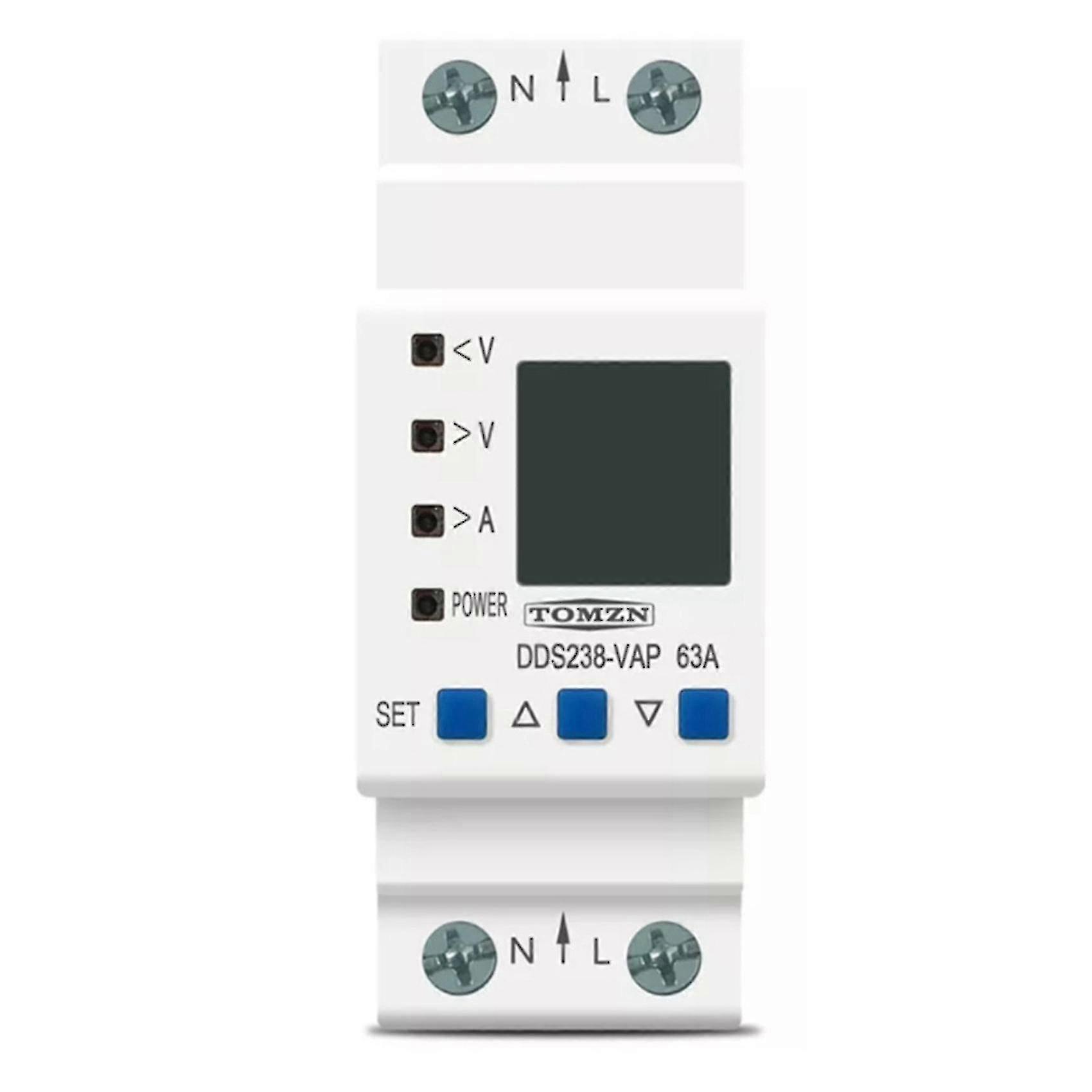Din Rail Adjustable Over Under Voltage Protective 80a Top Input