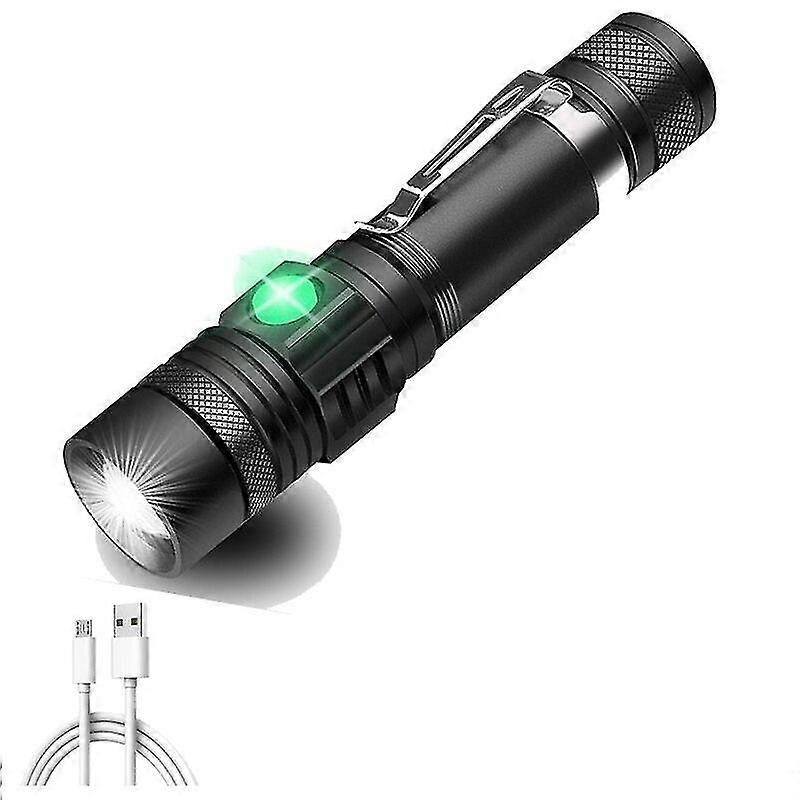 Ultra bright led flashlight with led lamp beads waterproof torch zoomable 4 lighting modes multi-function usb charging