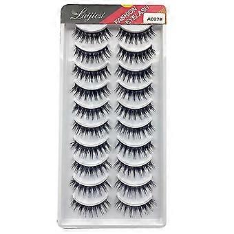 3D Faux Eyelashes Natural Long Looking 10Pairs Reusable False Lashes Soft Fluffy Full Eyes Lash