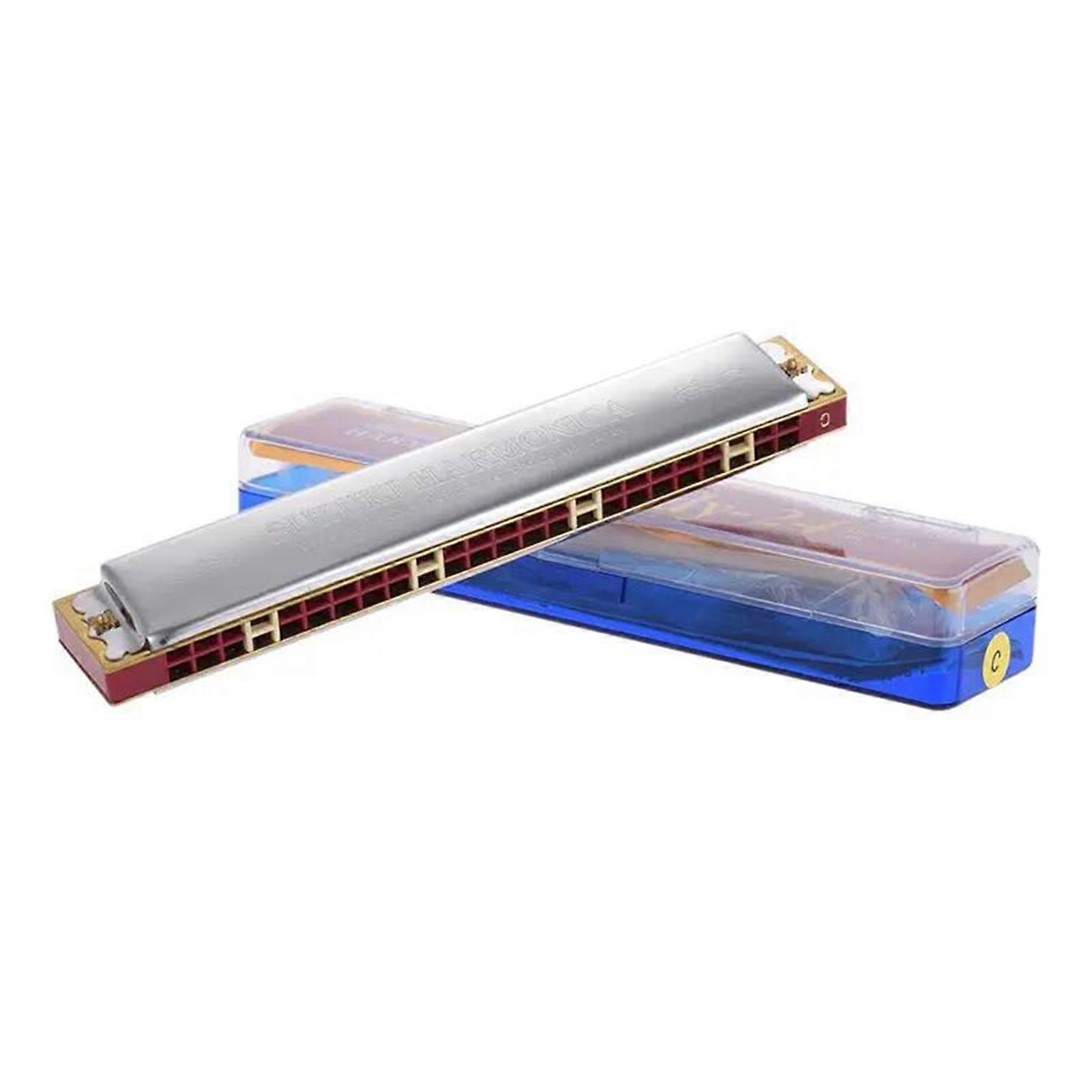 Suzuki Study-24 24 Holes Harmonica Tremolo Key of C with Cleaning Cloth Box Musical Instrument for Beginner Student
