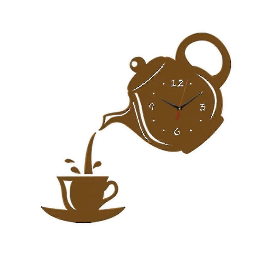 Wall Clocks Creative Diy Acrylic Coffee Cup Teapot 3d Wall Clock Decorative