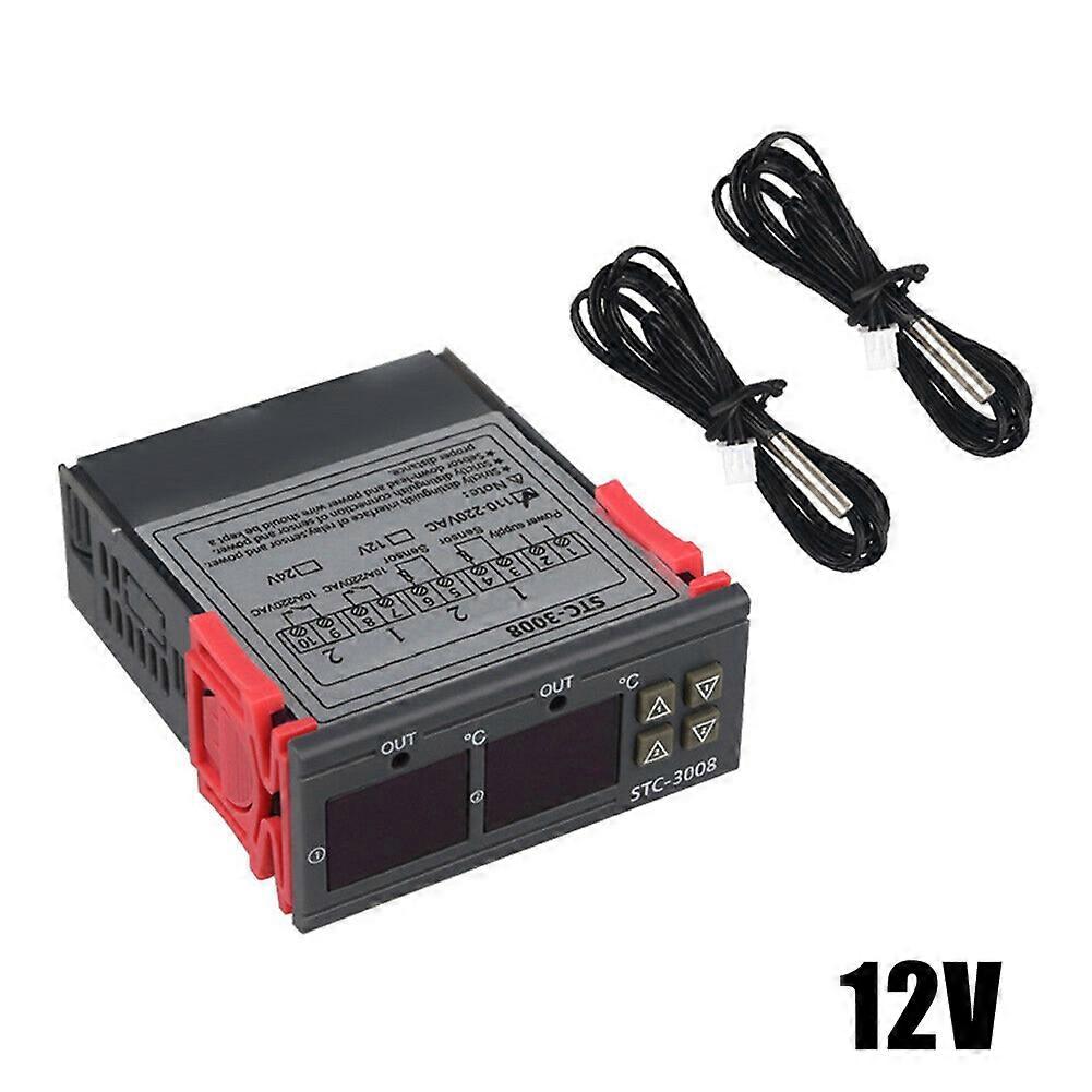 STC-3008 Dual Digital Temperature Controller Double NTC Sensor 12/24/220V