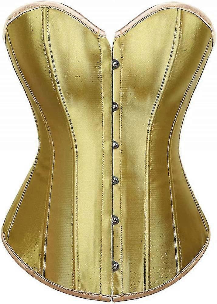 Kelvry Women's Plus Size Gothic Lingerie Satin Lace Up Boned Overbust Corsets Shapewear Outfit