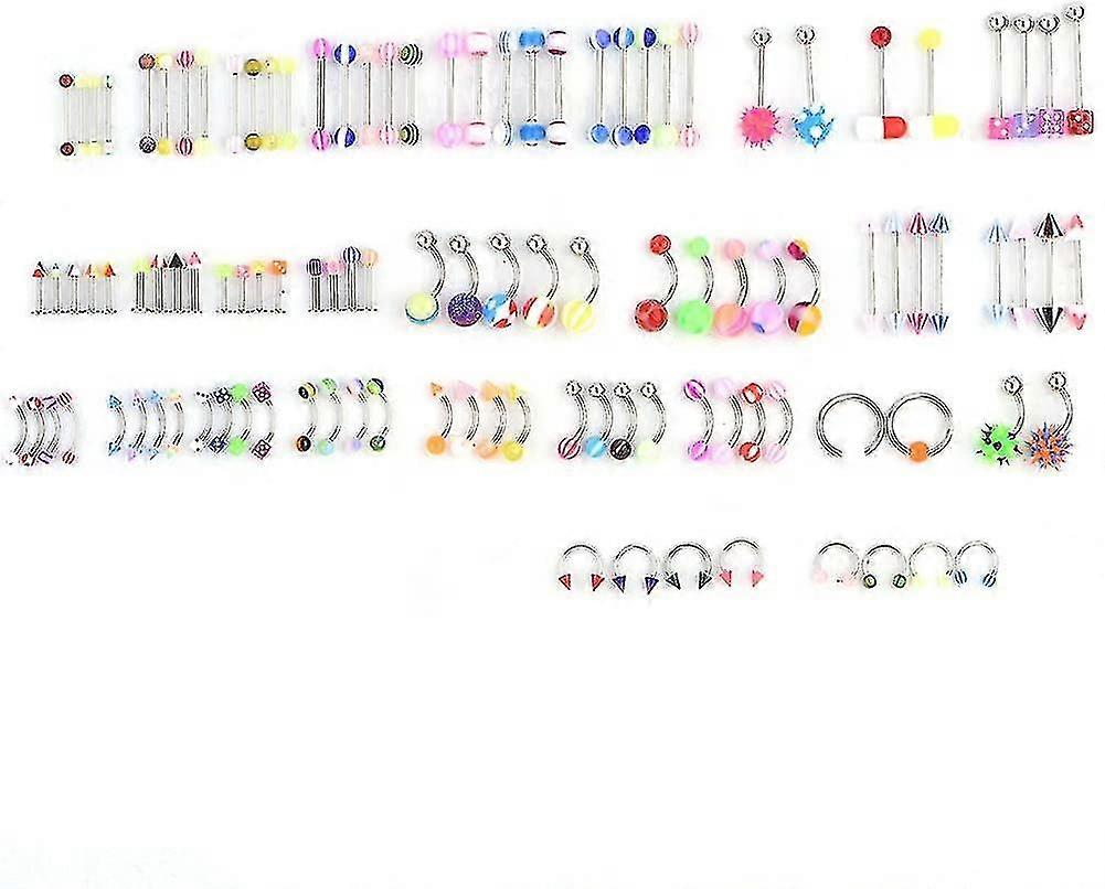 Piercing Rin, Pcs/set Tongue Nose Belly Button Rings Mixed Stainless Steel Body Pi